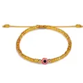 Handgefertigtes gewebtes Armband aus goldenen Glasperlen mit rotem Bösen Blick Akzent - Gold(41)