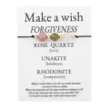 Handmade stone wish bracelet with Rose Quartz Unakite and Rhodonite on gift card. - Round Bead Style (3710)