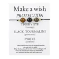 Handmade protection wish bracelet with tiger's eye, black tourmaline, and pyrite beads - Round Bead Style (3709)
