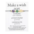 Handmade wish bracelet with natural aventurine and citrine beads on a white message card - Round Beads (3714) / Purple/Green/Yellow