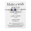 Handmade wish bracelet with Lapis Lazuli and Clear Quartz beads on message card - Round Bead Style (3711)