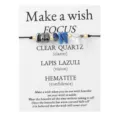 Wish bracelet with natural Lapis Lazuli, Clear Quartz and Hematite beads on gift card - Crushed Stone Style (3711)