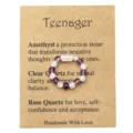 Detail eines handgefertigten Perlenrings mit Amethyst, Bergkristall und Rosenquarz. - Amethyst Bergkristall Rosenquarz Stil (3606)