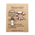 Detail of amethyst amazonite and rose quartz stone keychain and ring set on card. - Ring And Keychain And Card