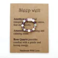 Handgefertigter Natursteinring mit Amethyst und Rosenquarz auf Kraftpapier-Karte - Amethyst Rosenquarz Amazonit Stil (3620)
