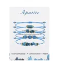 Minimalist blue apatite stone bracelet set with irregular beads on display card - Blue (Apatite)