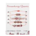4-piece natural strawberry quartz bracelet set with pink braided cord - Strawberry Quartz 4-Piece Set (3854) / Pink (Strawberry Quartz)