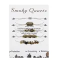 Handmade smoky quartz bracelet set featuring multiple stone shapes on a display card - Dark Gray (Smoky Quartz)