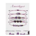 Handmade natural amethyst stone bracelet set with cylindrical beads and purple chips - Amethyst 4-Piece Set (3856) / Purple (Amethyst)