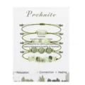 Minimalist four-piece Prehnite stone bracelet set featuring column and round beads on green cord - Light Green (Prehnite)