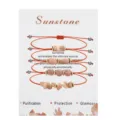 Set of 4 handmade natural sunstone bracelets featuring round and cylindrical beads - Sunstone 4-Piece Set (3855) / Warm Brown (Sunstone)