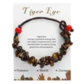 Bracciale in frammenti di occhio di tigre naturale intrecciato a mano con perle - 3872 / Occhio di Tigre