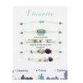 Handmade fluorite stone bracelet set with cylindrical and round beads on display card - Light Green (Fluorite)