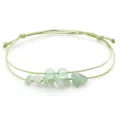 Handgefertigtes verstellbares grünes Kordelarmband mit Natursteinperlen und Splittern - Grüner Aventurin