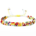 Pulsera bohemia hecha a mano multicapa de cuentas de colores ajustable para mujer - Multicolor