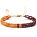 Pulsera bohemia hecha a mano de tres capas con cuentas de semillas amarilla y café - Naranja + Marrón