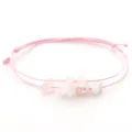 Handgefertigtes rosa verstellbares Armband mit echten Rosenquarz-Splittern und Perlen - Rosenquarz