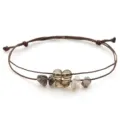 Handgefertigtes Steinperlenarmband mit brauner Doppelkordel und Rauchquarz-Splittern - Rauchquarz