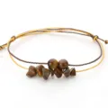 Handgefertigtes zweilagiges Kordelarmband mit natürlichen Tigeraugenperlen - Tigerauge