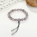 Handgemaakte armband van natuurlijke grijze agaat kralen met kwastjes en knoopontwerp - Armband