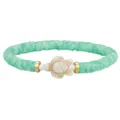 Boho-Armband aus mintgrünen Heishi-Perlen aus Polymerton mit Meeresschildkröten-Charm - Minzgrüner Stil (3894)
