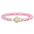 Rosa-weißes Heishi-Perlenarmband mit einem cremefarbenen Schildkröten-Anhänger - Rosa Weiß Mischstil (3894)
