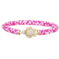 Boho-Armband aus rosa und weißen Tonperlen mit weißem Meeresschildkröten-Anhänger - 3D Rosa Weiß Abwechselnder Stil (3894)