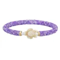 Handgefertigtes lila Heishi-Perlenarmband aus Polymer-Ton mit weißem Schildkröten-Anhänger - Violetter Perlen Mischstil (3894)