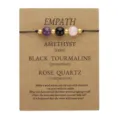Hand-woven Empath wish bracelet with Amethyst, Black Tourmaline, and Rose Quartz - 3773 Round Bead