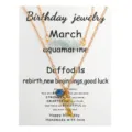 Elegant multi-layer stainless steel necklace with blue stones and gold flower charm - March Aquamarine