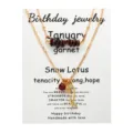 Garnet birthstone layered necklace with snow lotus flower pendant for January - January Garnet