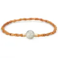 Handcrafted bamboo-shaped olive pit bead bracelet with a central polished labradorite gem - Labradorite