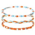 Handgefertigtes Bohemian-Armband-Set aus Wachskordel mit leuchtend bunten Perlen - Orange Blau Pink Mehrfarbiges Armband 3er Set (4)