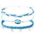 Boho-Armband-Set aus blauem Wachsfaden mit facettiertem Edelstein und Metallscheiben - Dunkelblau Edelstein Metallplättchen Geflochtenes Armband 3er Set (6)