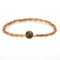 Chinese style bamboo joint olive pit bracelet with tiger eye bead and gold spacers - Tiger's Eye