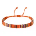 Handgemachtes ethnisches gewebtes Armband in Orange-Regenbogenfarben, verstellbar - Orangentöne Regenbogenstreifen-Stil (30)
