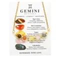 Vergoldete Gemini Sternzeichen Halskette aus Edelstahl mit Natursteinen und Karte - Zwillinge Gold Stil (3802)