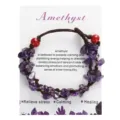 Bracciale in ametista grezza intrecciato a mano con perline rosse su carta curativa - Ametista