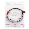 Braccialetto artigianale in frammenti di quarzo rosa su una cartolina da regalo - Quarzo rosa