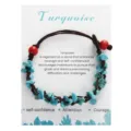 Bracciale intrecciato a mano con pietre di turchese grezze e perline rosse - Turchese