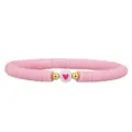 Handgefertigtes elastisches Armband aus rosa Polymer-Heishi-Perlen mit Herz-Anhänger - Rosa Stil (01)