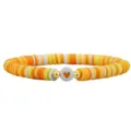 Böhmisches handgefertigtes Armband mit Herzperle und bunten weichen Tonscheiben - Orange Gelb Weiß Mix Stil (02)