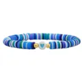 Boho-Armband aus blauen und grünen Polymer-Ton-Perlen mit Herz-Detail, elastisch - Blau Grün Weiß Mix Stil (04)