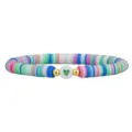 Buntes böhmisches handgefertigtes Polymer-Ton-Armband mit grünem Herz-Detail - Regenbogen Mix Grünes Herz Stil (05)