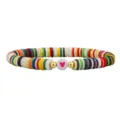 Handgefertigtes böhmisches Regenbogen-Polymer-Ton-Perlenarmband mit rosa Herzperle - Vollständig Mehrfarbig Rosa Herz Stil (07)