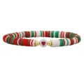 Handgefertigtes Bohème-Armband aus Polymer-Ton in Rot, Grün, Weiß mit rotem Herz - Rot Grün Weiß Mix Stil (13)
