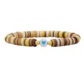 Handgefertigtes Bohème-Armband aus Heishi-Polymer-Ton-Perlen mit einem blauen Herz. - Erdton Blaues Herz Stil (14)