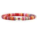 Handgefertigtes böhmisches Armband aus Polymer-Ton mit Herzmotiv und bunten Perlen - Rot Rosa Orange Grau Weiß Mix Stil (18)