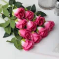 Artificial rose flower bouquet simulation snow mountain roses for home wedding decoration gift - Deep Pink Snow Mountain Roses