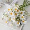 Τεχνητό μπουκέτο χαμομηλιού ψεύτικες λουλούδια μαργαρίτες διακόσμηση σπιτιού τραπεζιού - 1 Κλαδί λευκή μαργαρίτα